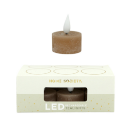 Home Society LED theelichten recharge | set 6 | bruin | Home society