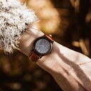 A combination of unique materials with a minimal design to create a timeless look. Each design features a combination beautifully grained wood and genuine leather straps. Inspired by todays women around the world, the globetrotter, the traveller, the entr