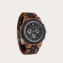 Prepare for adventure with our fully featured, hand-crafted Chronograph wrist watch. This premium design watch features a 45mm zebra case, black stainless steel dial and a SEIKO VD54 movement. The unique new strap combines sustainable ebony and zebra wood