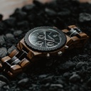 Prepare for adventure with our fully featured, hand-crafted Chronograph wrist watch. This premium design watch features a 45mm zebra case, black stainless steel dial and a SEIKO VD54 movement. The unique new strap combines sustainable ebony and zebra wood
