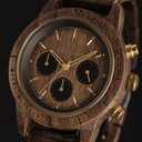 The CHRONUS Collection features a classic SEIKO VD54 chronograph movement, scratch resistant sapphire coated glass and stainless steel enforced strap links. The CHRONUS Walnut Gold is made of American walnut wood. Handcrafted to perfection and featuring a