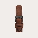 The Pecan Band is made of genuine leather and a metal buckle clasp and is naturally dyed with a light brown hue. The Pecan Band 20mm fits the 40mm MINIMAL Collection.