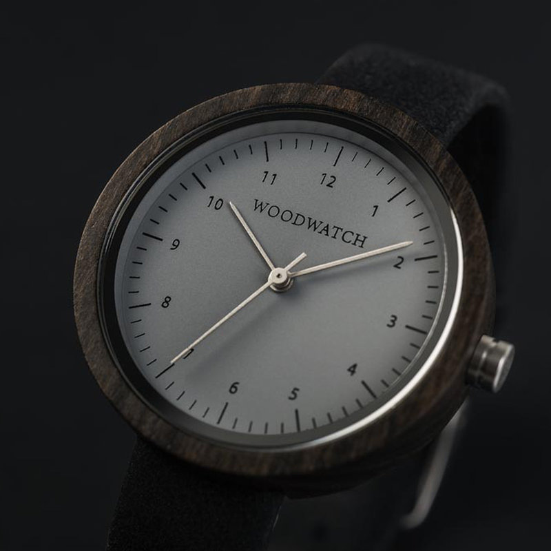 Inspired by contemporary Nordic minimalism. The NORDIC Helsinki features a 36mm diameter black sandalwood case with a cool grey dial and silver details. Handmade from sustainably sourced wood and combined with an ultra soft black sustainable vegan leather