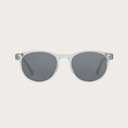 The ELLIPSE Clear Smoke features a characteristic rounded clear frame with grey smoke lenses Composed of durable Italian Mazzucchelli bio-acetate with hand-finished natural senna siamea wood temples and nude acetate tips. Bio-acetate is made from cotton a