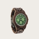 Prepare for adventure with our fully featured, hand-crafted Chronograph wrist watch. This premium design watch features a 45mm walnut wood case, green stainless steel dial and a SEIKO VD54 movement. The unique new strap combines sustainable walnut wood wi