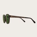 The REVELER Forever Havanas Camo features a sleek geometric dark brown tortoise frame with green camo lenses. Composed of durable Italian Mazzucchelli bio-acetate with hand-finished natural ebony temples and tortoise acetate tips. Bio-acetate is made from