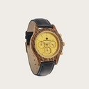 The CHRONUS Collection features a classic SEIKO VD54 chronograph movement, scratch resistant sapphire coated glass and stainless steel enforced strap links. The CHRONUS Tuscany Rise Jet is made of Kosso Wood from East Africa, and features a yellow dial. T