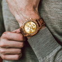 The CHRONUS Collection features a classic SEIKO VD54 chronograph movement, scratch resistant sapphire coated glass and stainless steel enforced strap links. The CHRONUS Tuscany Rise is made of Kosso Wood from East Africa, and features a yellow dial. The w