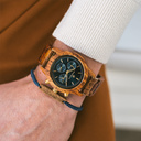 The CHRONUS Collection features a classic SEIKO VD54 chronograph movement, scratch resistant sapphire coated glass and stainless steel enforced strap links. The CHRONUS Deep Dive is made of Kosso Wood from East Africa, and features a blue dial. The watch