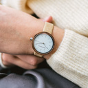 Inspired by contemporary Nordic minimalism. The NORDIC Stockholm Beige features a 36mm diameter walnut case with a white dial and silver details. Handmade from sustainably sourced wood combined with an ultra soft beige sustainable vegan leather strap.
