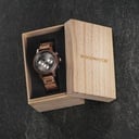 The Chrono Slate is made from acacia wood and features a double layered deep grey dial with silver details.