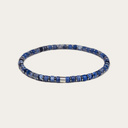 Handmade natural stone bracelet from blue sodalite. Features 4mm sliced beads and a stainless steel accent. Made with a quality stretch cord to easily put it on and take it off.