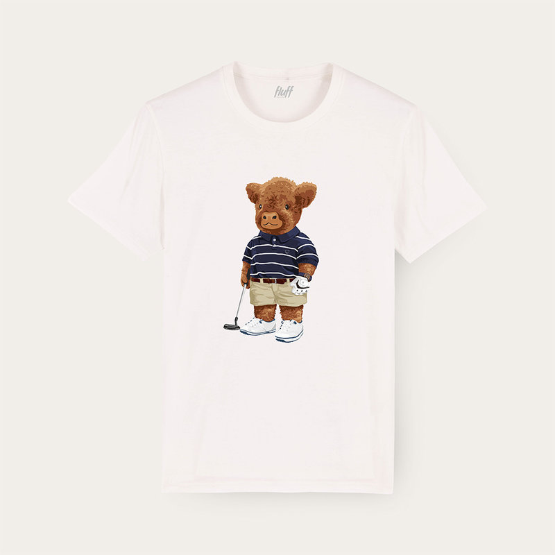 Soft unisex short-sleeved t-shirt with a round neck, made of 100% organic cotton and featuring a full body Harvey.