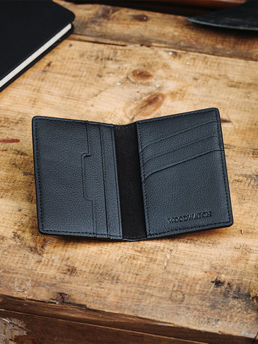 Black Cactus Leather Card Holder - WoodWatch