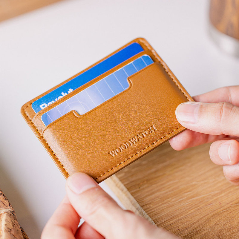 WoodWatch Navy Blue Cactus Leather Card Holder