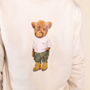 Soft unisex long-sleeved sweater with a round neck. Made of 85% organic cotton and 15% recycled polyester, featuring a full body Harvey print.
