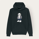 Soft unisex long-sleeved hoodie with a double layered hood and a kangaroo pocket at the front. Made of 85% organic cotton and 15% recycled polyester, featuring a full body Harvey print.