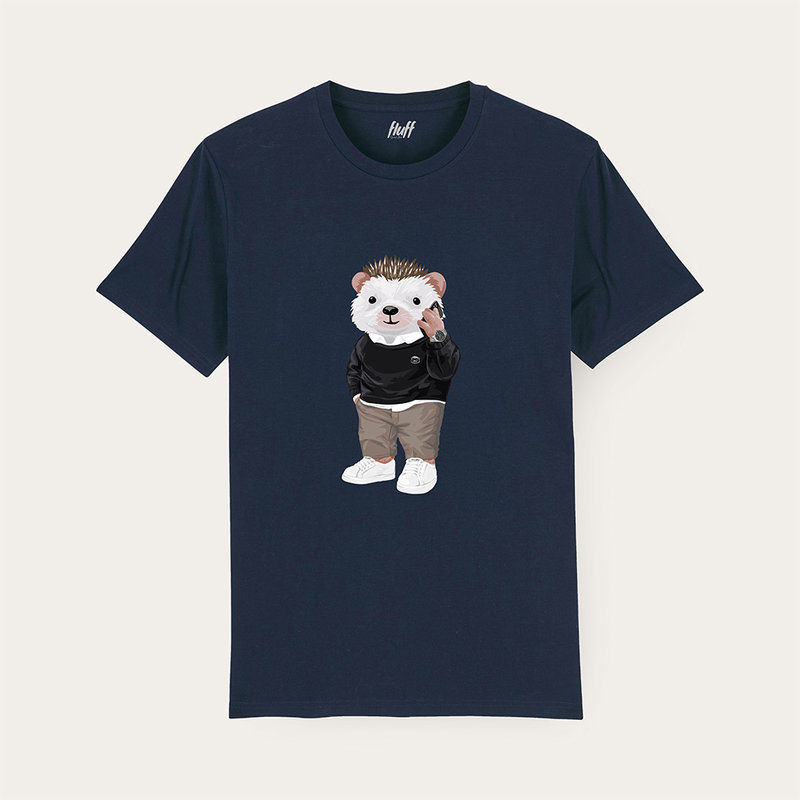 Soft unisex short-sleeved t-shirt with a round neck, made of 100% organic cotton and featuring a full body Harvey.