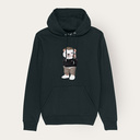 Soft unisex long-sleeved hoodie with a double layered hood and a kangaroo pocket at the front. Made of 85% organic cotton and 15% recycled polyester, featuring a full body Harvey print.