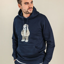 Soft unisex long-sleeved hoodie with a double layered hood and a kangaroo pocket at the front. Made of 85% organic cotton and 15% recycled polyester, featuring a full body Harvey print.