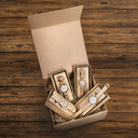 The CLASSIC Sailor has a classy slim case while featuring unique a moonphase movement and two extra subdials. The watch is made of East African Kosso Wood and features a blue dial and golden-colored details. Pair it perfectly with the ELLIPSE Clear BlueBl