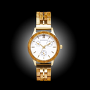 The Radiance Ivory Pearlworld is crafted from olive wood and stainless steel brushed gold, featuring a pearl white dial and brushed gold metal details.