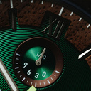 Verdant is made of Acacia wood, featuring a green dial.