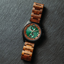 Verdant is made of Acacia wood, featuring a green dial.