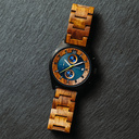 Oceanic is made of Kosso wood, featuring a blue dial.