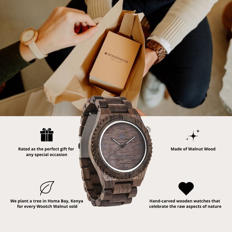 That first instinct and lust for a new adventure. This is the idea that brought the ORIGINAL Collection to life. Hand-carved wooden watches that celebrate the raw aspects of nature, which provide the world with its beauty. Each model makes a statement and