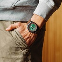 Verdant is made of Acacia wood, featuring a green dial.