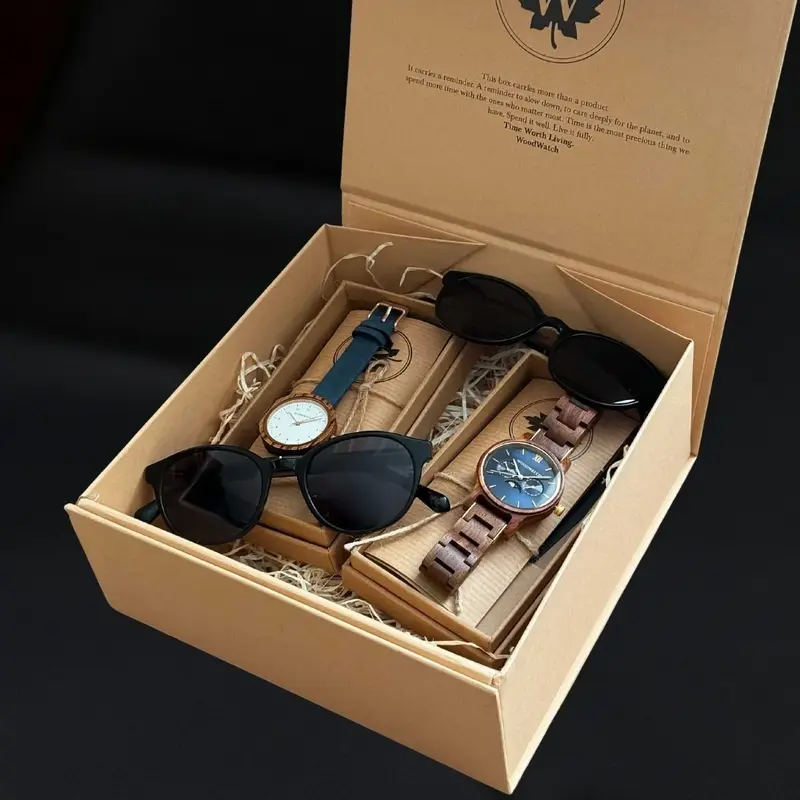Make time more meaningful together with the WoodWatch Couple Bundle. A thoughtfully curated set designed for two - featuring matching watches and sunglasses for him and her, crafted from natural materials and finished with timeless detail.