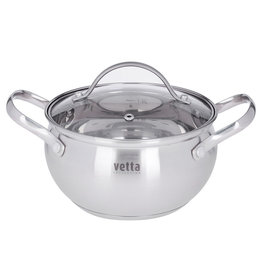 Vetta Vetta Geneva Kookpan met glazen deksel 2L RVS