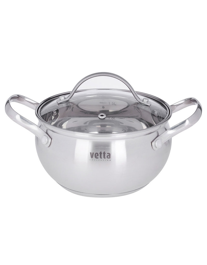 Vetta Vetta - RVS Kookpan 2L met glazen deksel