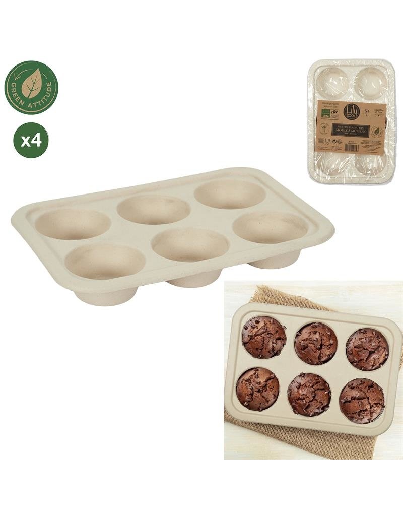 Cook Concept 6 disposable muffin bakvormen - suikerriet - biologisch afbreekbaar