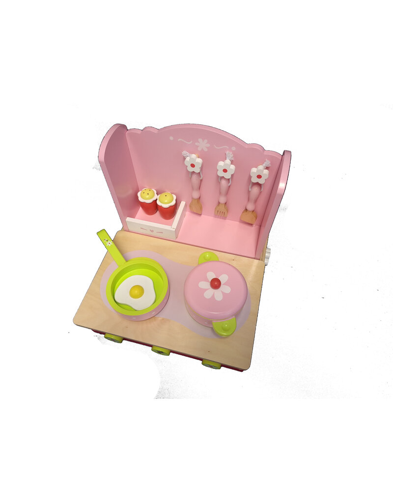 houten fornuis roze opklapbaar