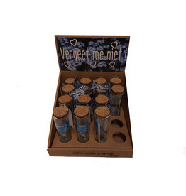 Glazen stolp met vergeet me nietjes