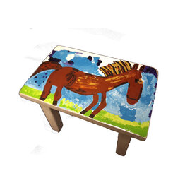 Houten tafel paard