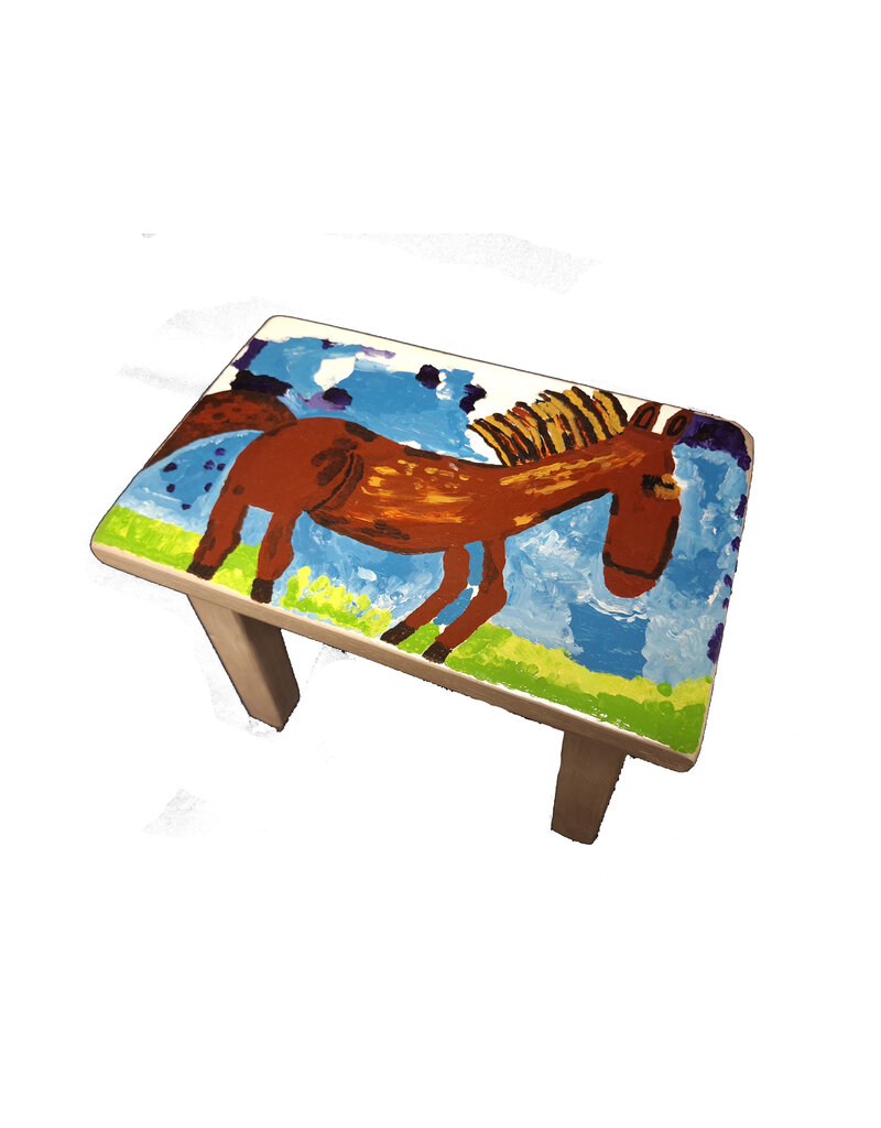Houten tafel paard