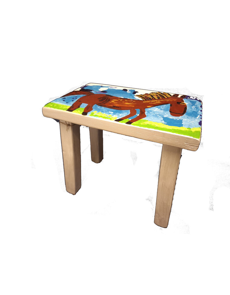 Houten tafel paard