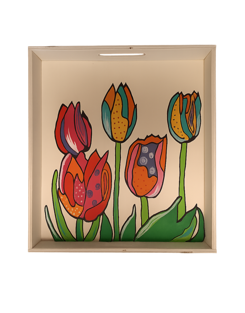 Houten dienblad tulpen