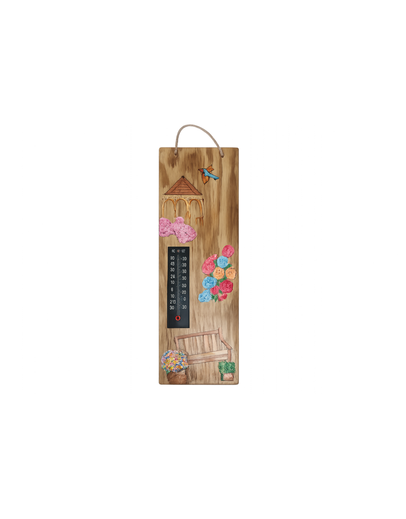 Houten plank met thermometer