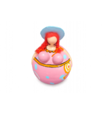 Dikke dame middel roze met hoedje