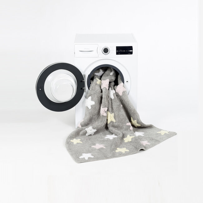 Lorena Canals Vloerkleed Kinderkamer Sterren Tri Colors Grey-Pink Lorena Canals