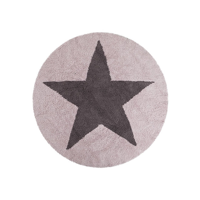 Vloerkleed Kinderkamer Reversible Round Star Grey-Pink Lorena Canals