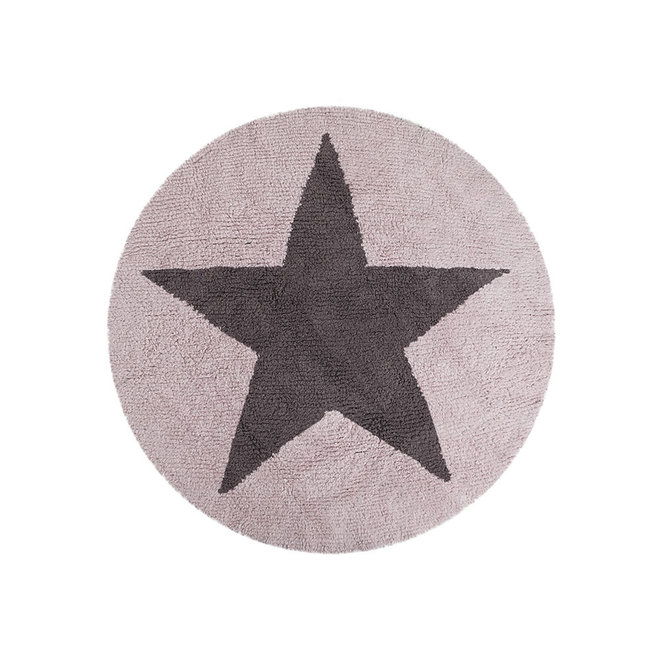 Vloerkleed Kinderkamer Reversible Round Star Grey-Pink