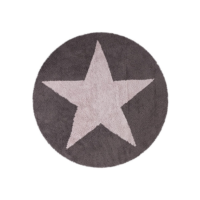 Lorena Canals Vloerkleed Kinderkamer Reversible Round Star Grey-Pink Lorena Canals