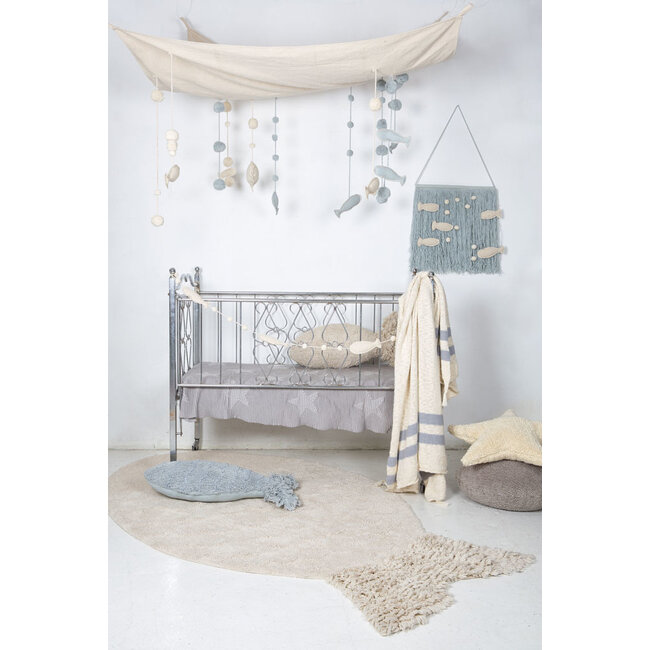 Lorena Canals Kussen Kinderkamer Baby Fish Aqua Blue Lorena Canals