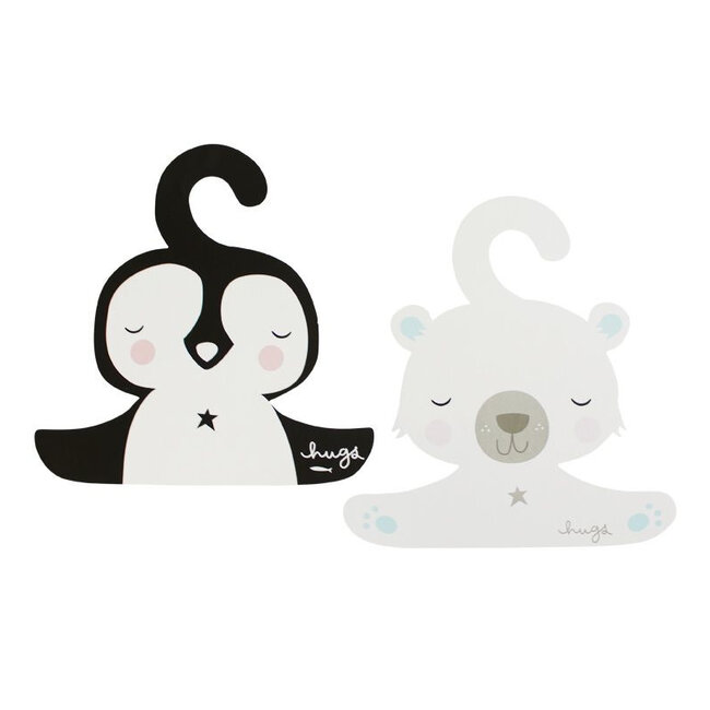 A Little Lovely Company Kledinghanger set Pinguïn & ijsbeer A Little Lovely Company