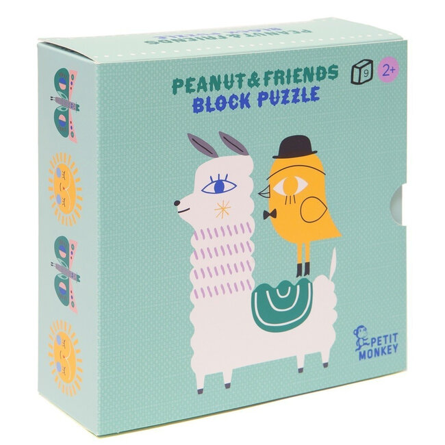 Petit Monkey Peanut & Friends block puzzle 9 blokjes 2+